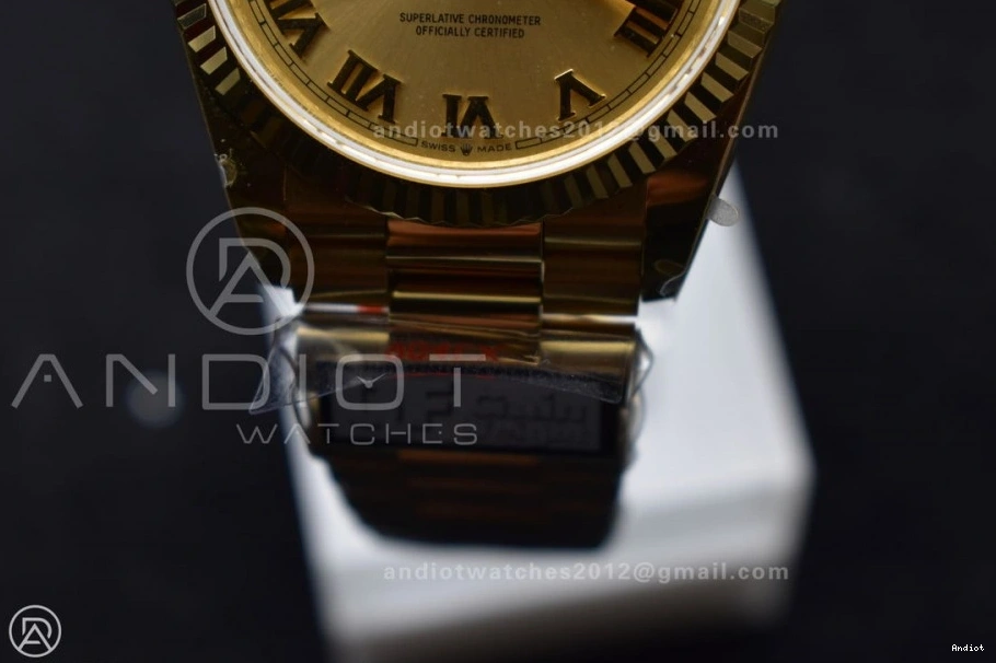 Dial President Gold (Gain Edition Steel vr3255 Bracelet with DayDate QF Mark 36 on Weight) V5 YG Roman Best 904L 0309